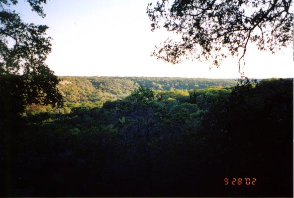 Overlook of Blanco River valley from north