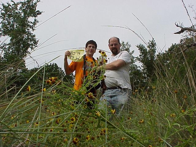 Joseph Kerski, left, and Roger Palmer at the confluence.