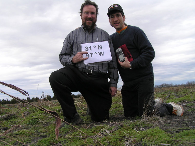 Brian Lehmkuhle and Joseph Kerski feeling centered in their field at 31 North 97 West.