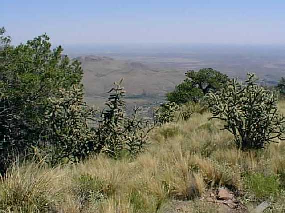 The confluence is 7 miles down on the desert floor in this photo