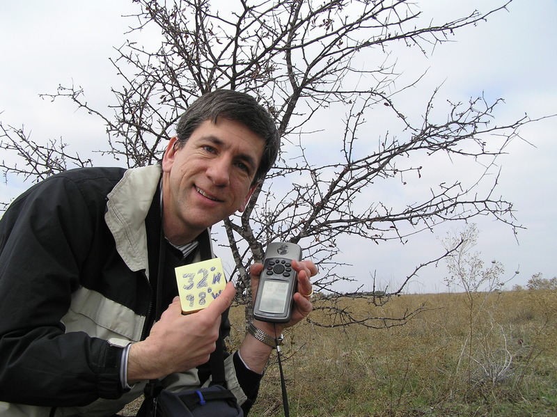 Joseph Kerski at the confluence point.