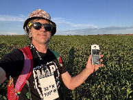 #7: Joseph Kerski with mapping shirt at the confluence point.