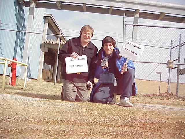 Confluence visitors Bob Coulter, left, and Joseph Kerski.