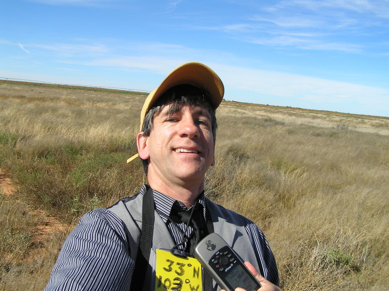 Joseph Kerski at the confluence point. 