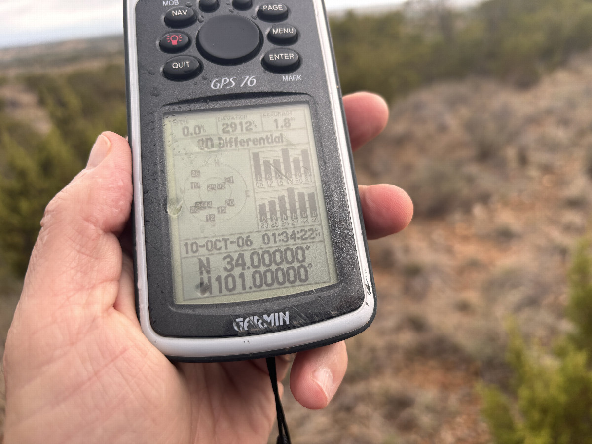 GPS reading at the confluence point.