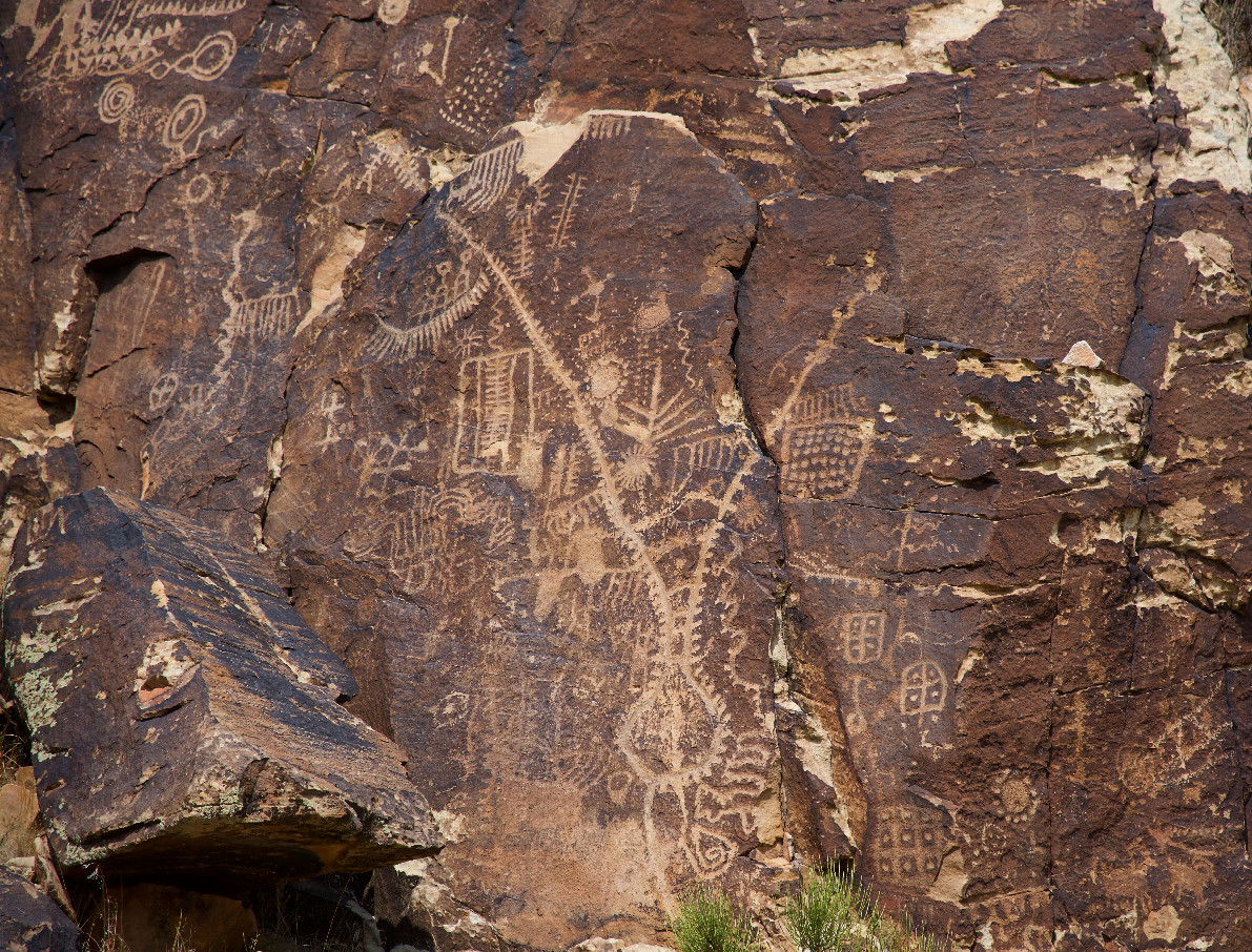 Ancient petroglyphs in the nearby Parowan Gap