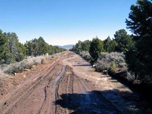 View east down State Line road and my Tahoe