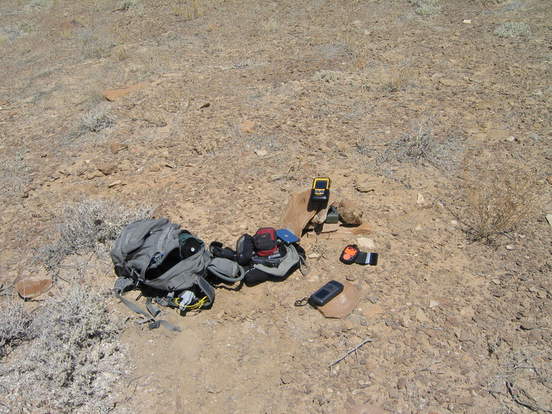 Cairn and pack contents.