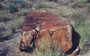 #6: This boulder with its natural varnish is beside the road at the spot nearest the confluence point.