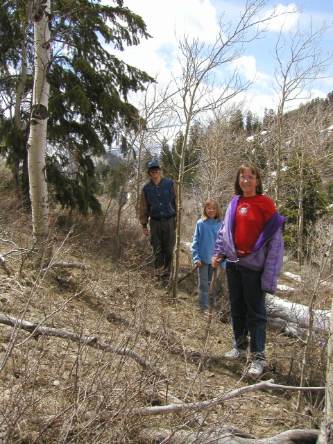 Tim, Lisa and Becky climbing up the hill