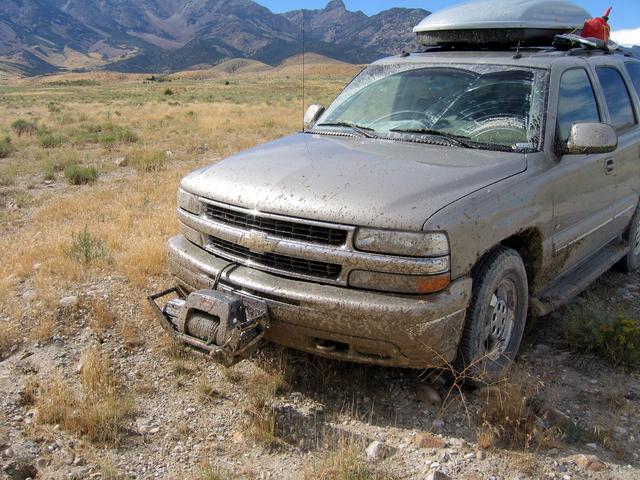 Confluence vehicle after adventure up Pilot Peak Road