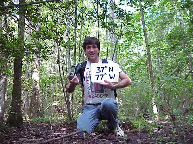 Geographer Joseph Kerski at the confluence.