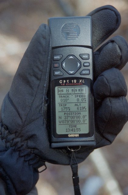 GPS display at N37 W079