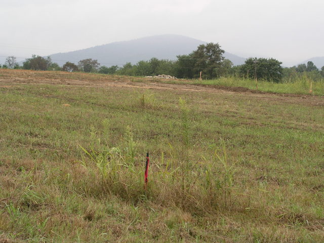 This survey marker indicates impending change at 38N 79W.  (In the distance to the SSW, the Appalachian Trail crosses over The Priest, at 4063 feet the highest point of the Religious Range, which also includes Little Priest, The Cardinal, and The Friar).