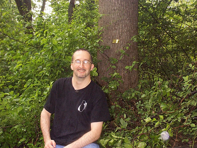 Zeno at the confluence with brass plate.