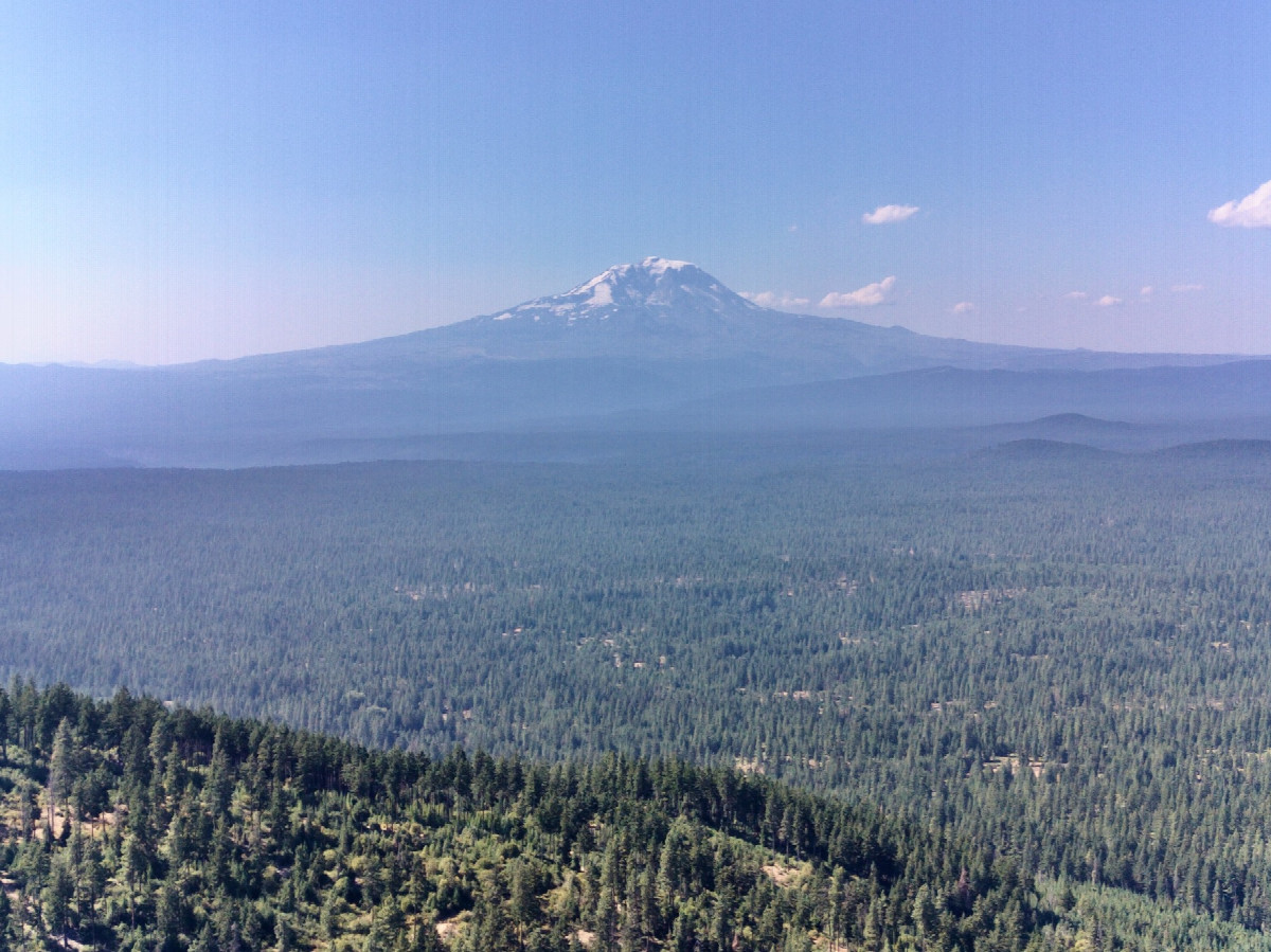 A closeup of Mount Adams, from 120m above the point