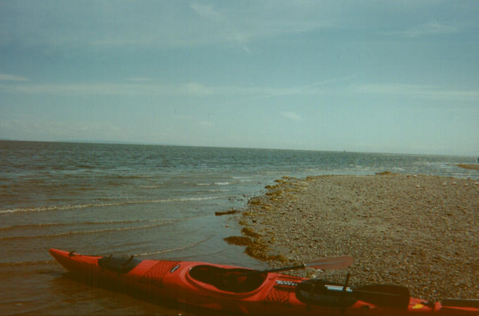 My kayak on the beach, ready to go