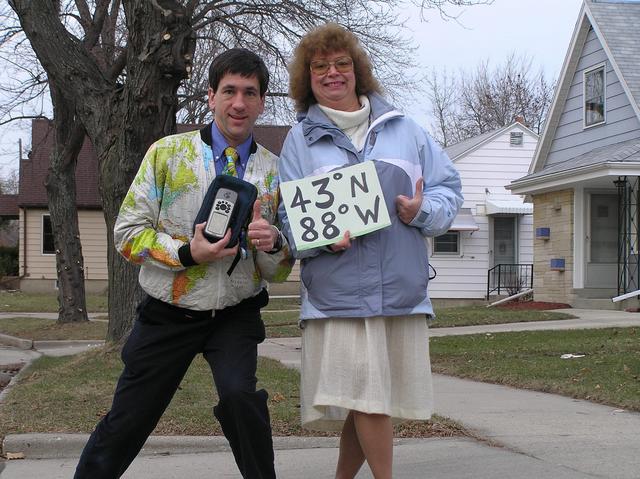 Joseph Kerski and Barb Wallner in a confluence self-portrait, camera looking north.