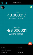 #6: A screenshot of the GPS app, showing near-zeroes (as well as altitude of 268 m and accuracy)