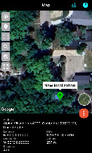 #7: Another screenshot of the GPS app in relation to the set location of the confluence, showing my distance away from the point.