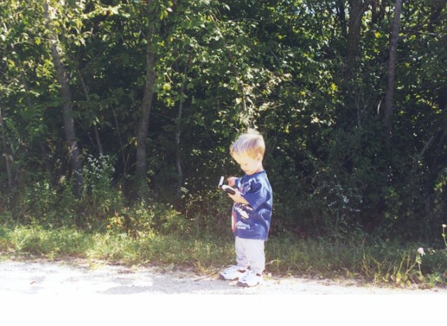 Jeremy points to confluence, verifying the GPS