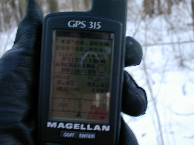 Blurry picture of the GPS reading in the fading light.