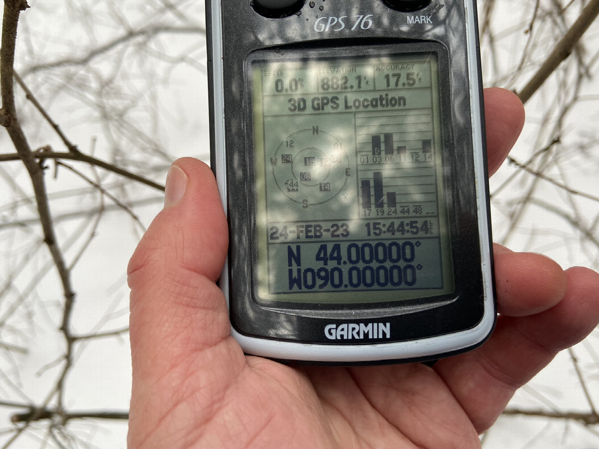 GPS receiver at 44° north 90° west