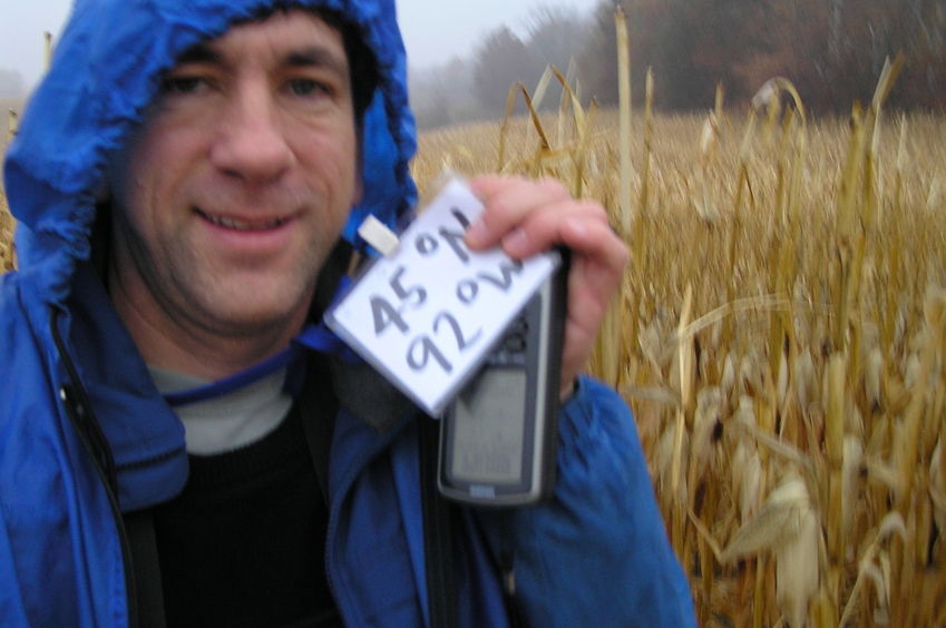 Joseph Kerski, through the rain, on 45 North 92 West.