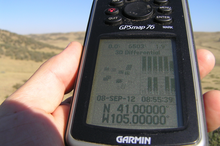 GPS reading at the confluence site.