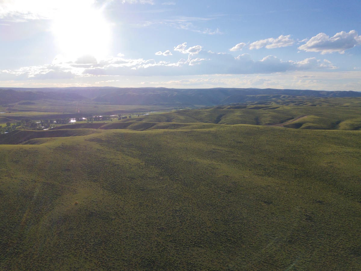 Looking West from 120m above the point