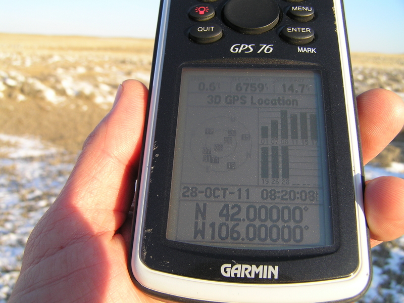 GPS reading at the confluence site.