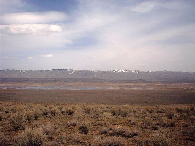 East: Bear River. Dempsey Ridge to left, Quealy peak is the wedge peeking through on the right.