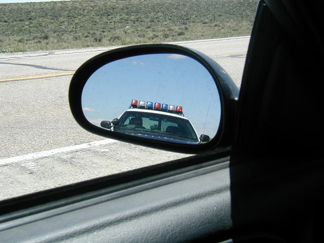 The almost-inevitable result of a long road trip in a fast car on the wide-open spaces of Wyoming