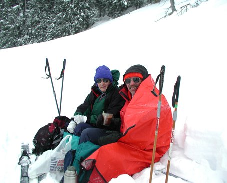 Mary and Roy, staying warm at lunch