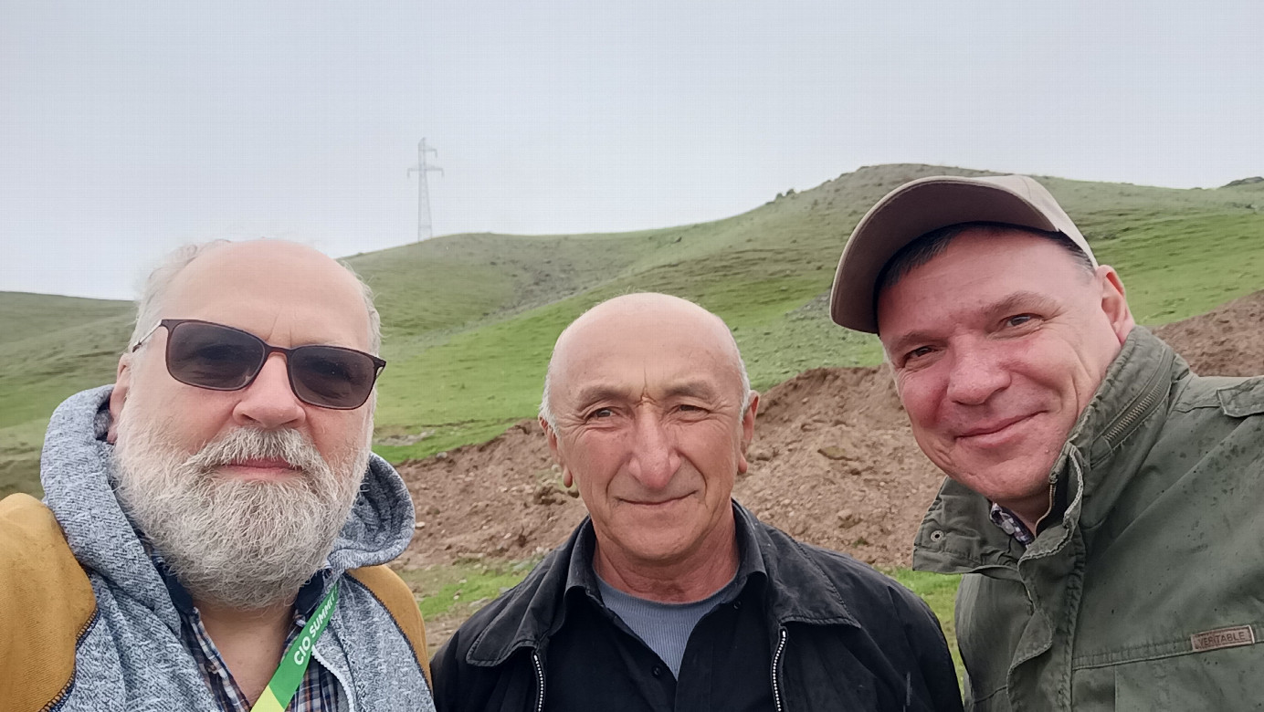 Visitors and the farmer