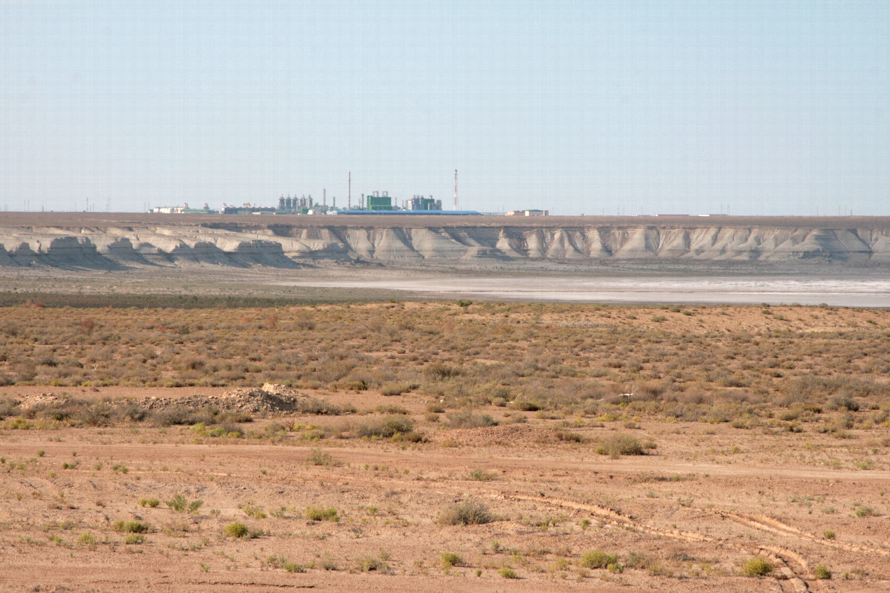 Chink with Uz-Khor Gas Chemical Complex UGCC at Kyrkkyz