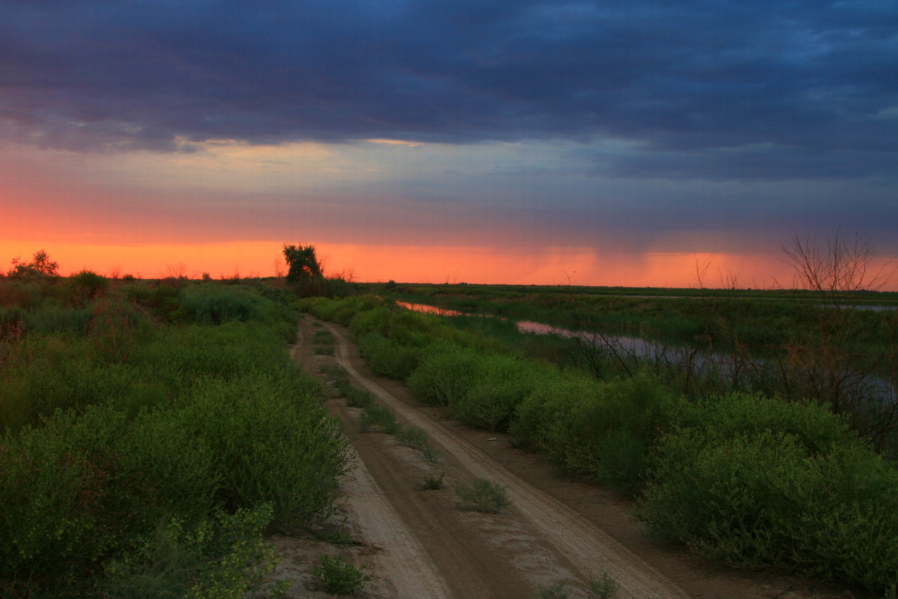 colorful thunderstorm mood at the canal