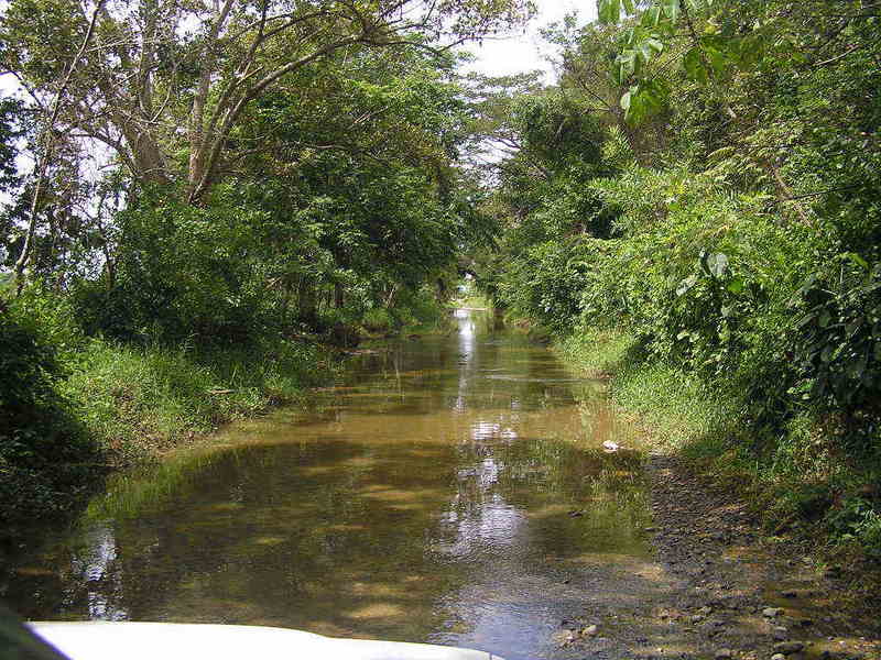 Flooded roads towards the Confluence