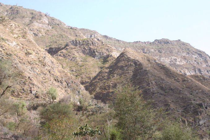 The terraced hills in which the confluence point lies