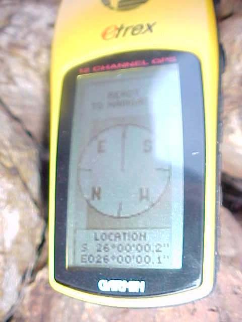 GPS showing that we had in fact reached the 26S 26E point.
