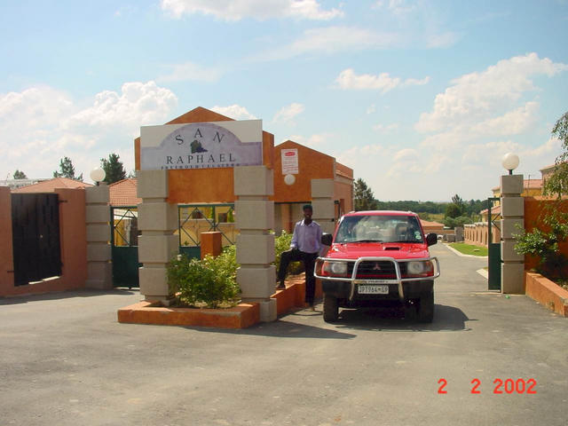 View of the entrance to the housing development, about 100 metres south of the Confluence.