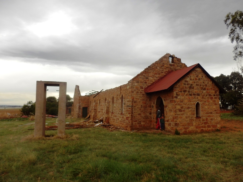 The destroyed building in 350 m distance