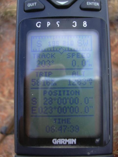 GPS showing 28S 23E
