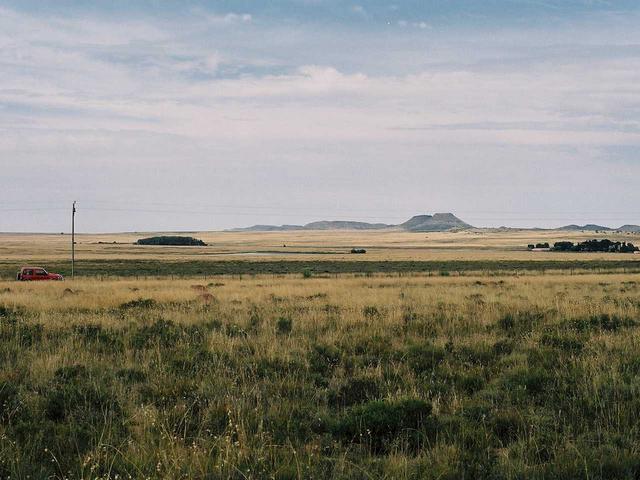 General view to the South, with the car showing the position of the road.