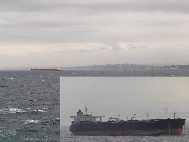 View towards SW - "Durban Offshore Oil Terminal" and tanker "Hampstead" seen from the Confluence