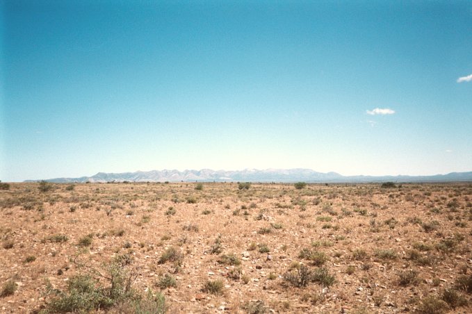 The confluence in the foreground, looking south-west